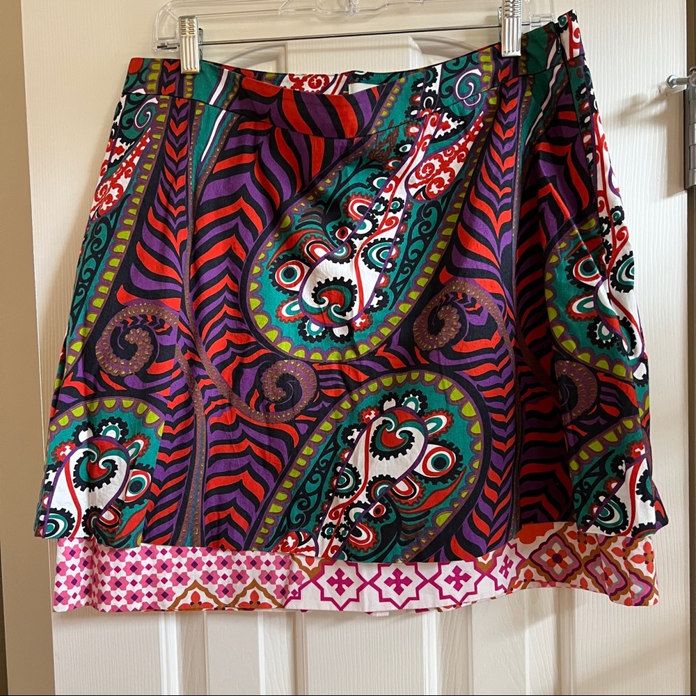 Anthropologie Geometric Tiered Mini Skirt